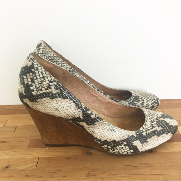 clarks snakeskin wedges